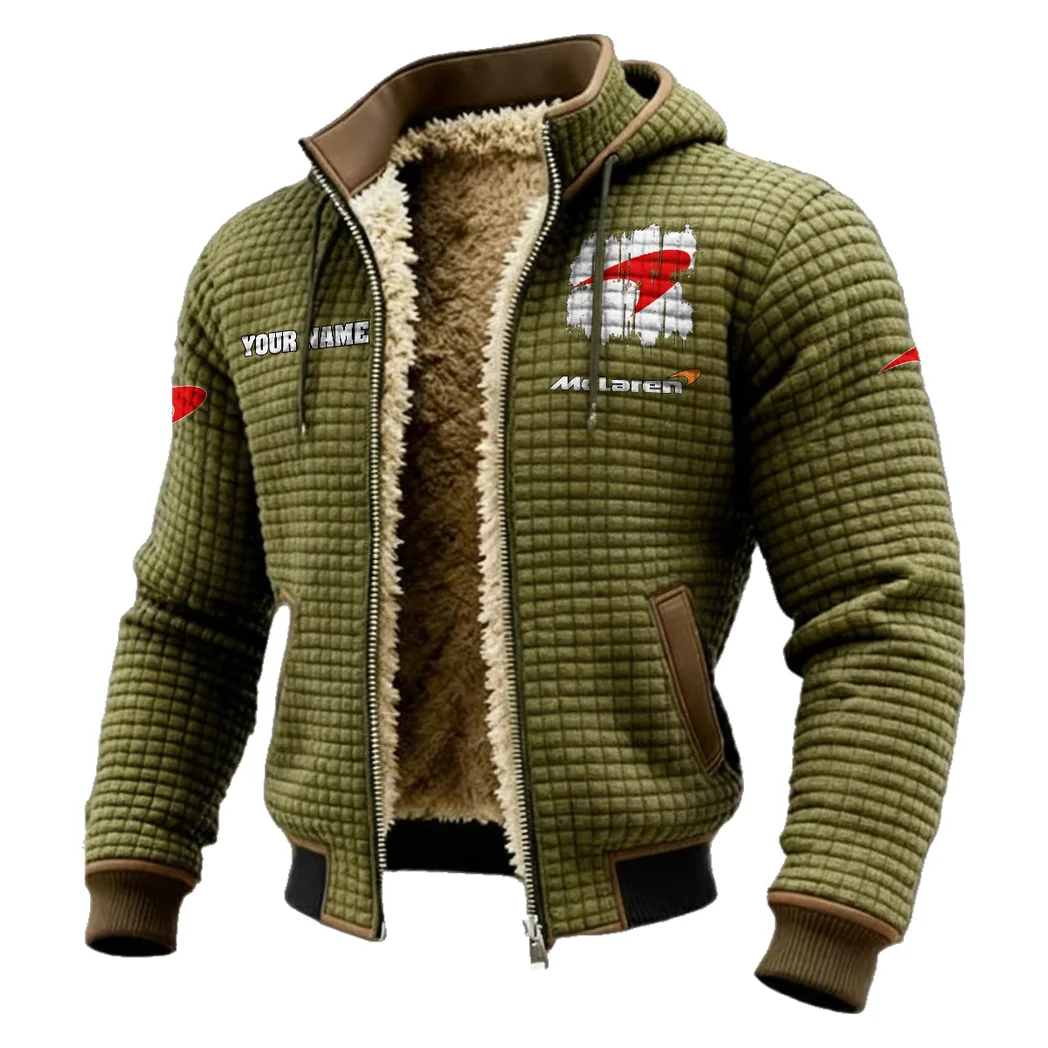 Speed Legend Fleece-Lined Hooded Jacket, Wind-Blocker Insulated Hoody HVN1451MC - Green - Image 2