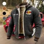 True Fans Fleece-Lined Hooded Jacket, Water-Resistant Thermal Hoody HVN1451NY - Grey