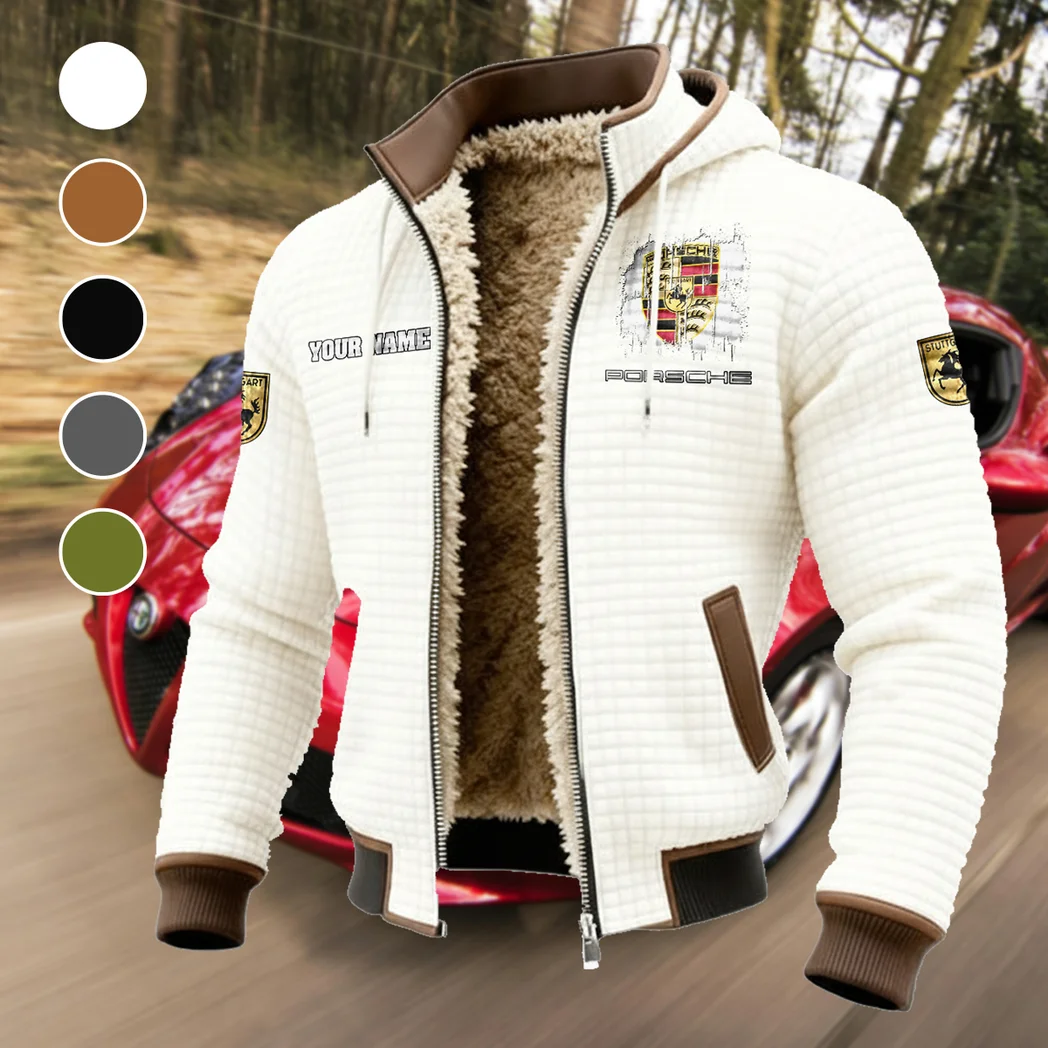 High-Speed Roadster Fleece-Lined Hooded Jacket, Cold-Snap Defense Jacket HVN1451PO - White