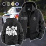 Grand Touring Car Fleece Windbreaker Jacket, Soft-Shell Active Fleece HVN1451RR - Black