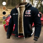 Iconic Performance Car Fleece-Lined Hooded Jacket, Heavyweight Cozy Sport Shell HVN1451SH - Black