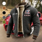 Iconic Performance Car Fleece-Lined Hooded Jacket, Heavyweight Cozy Sport Shell HVN1451SH - Grey