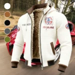 Iconic Performance Car Fleece-Lined Hooded Jacket, Heavyweight Cozy Sport Shell HVN1451SH - White