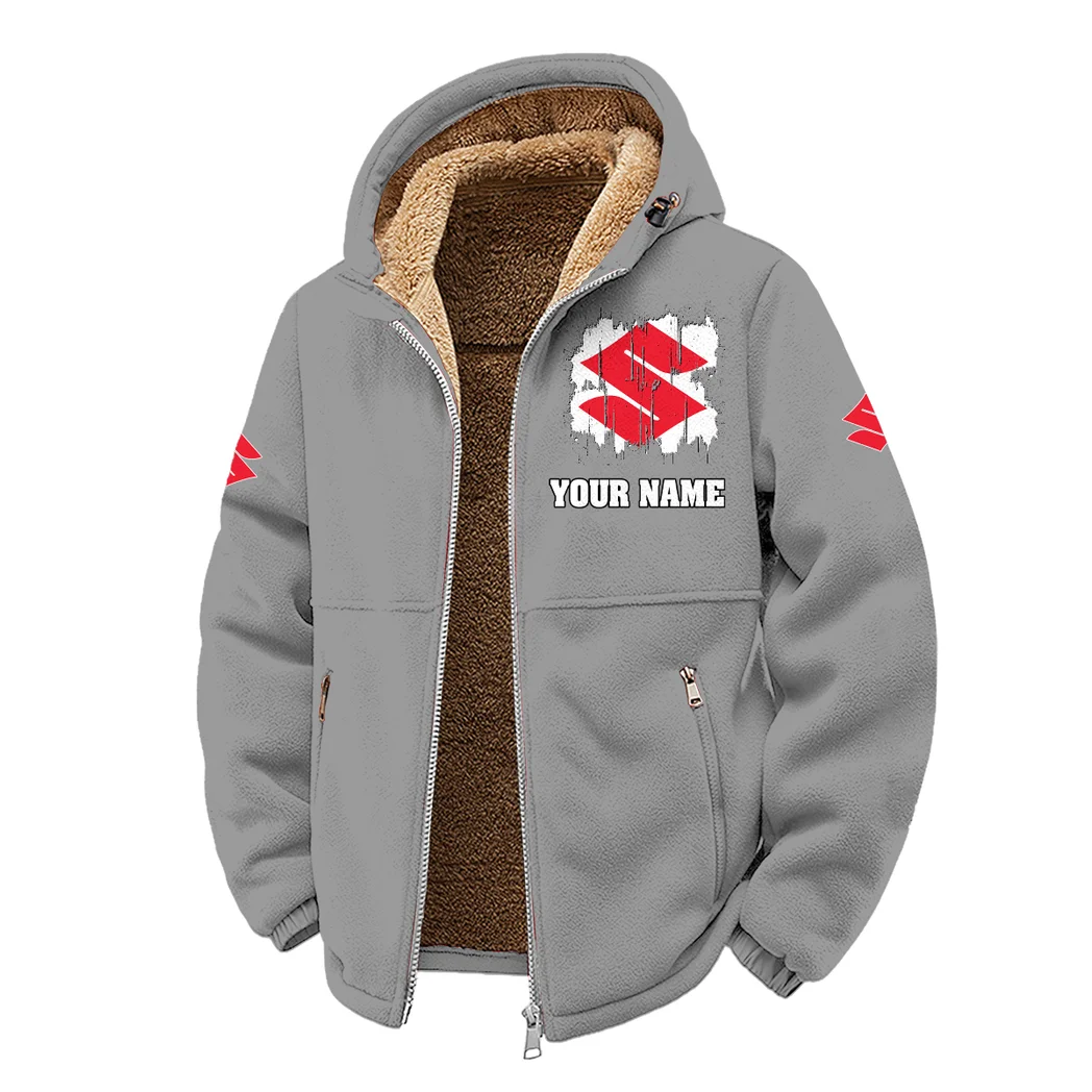 Street Racer Winter Fleece Jacket, Warm Core Loft Fleece HVN1451SU - Grey - Image 2