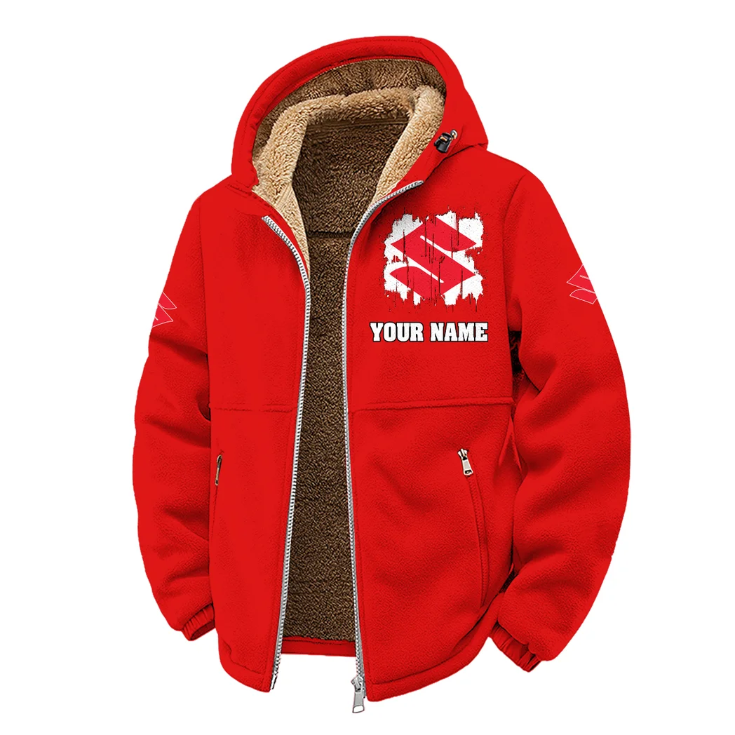 Street Racer Winter Fleece Jacket, Warm Core Loft Fleece HVN1451SU - Red - Image 2