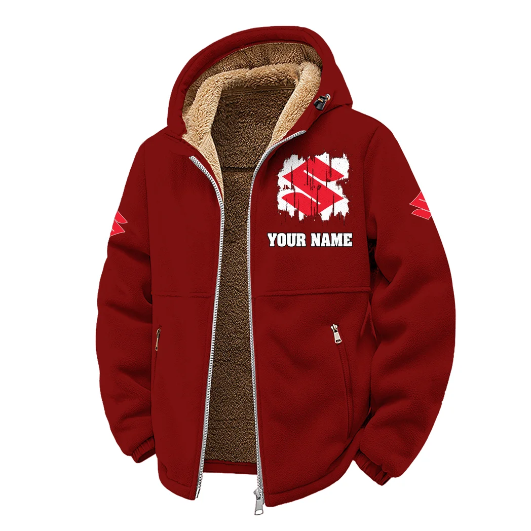 Street Racer Winter Fleece Jacket, Warm Core Loft Fleece HVN1451SU - Wine - Image 2