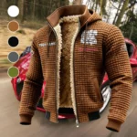 Long-Life Vehicle Fleece-Lined Hooded Jacket, Breathable Warmth Sport Jacket HVN1451TO - brown