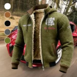 Long-Life Vehicle Fleece-Lined Hooded Jacket, Breathable Warmth Sport Jacket HVN1451TO - Green