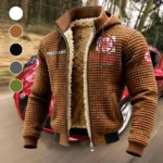 Touring Motorcycle Fleece-Lined Hooded Jacket, Warmth-Lock Fleece-Lined Zip HVN1451YA - brown