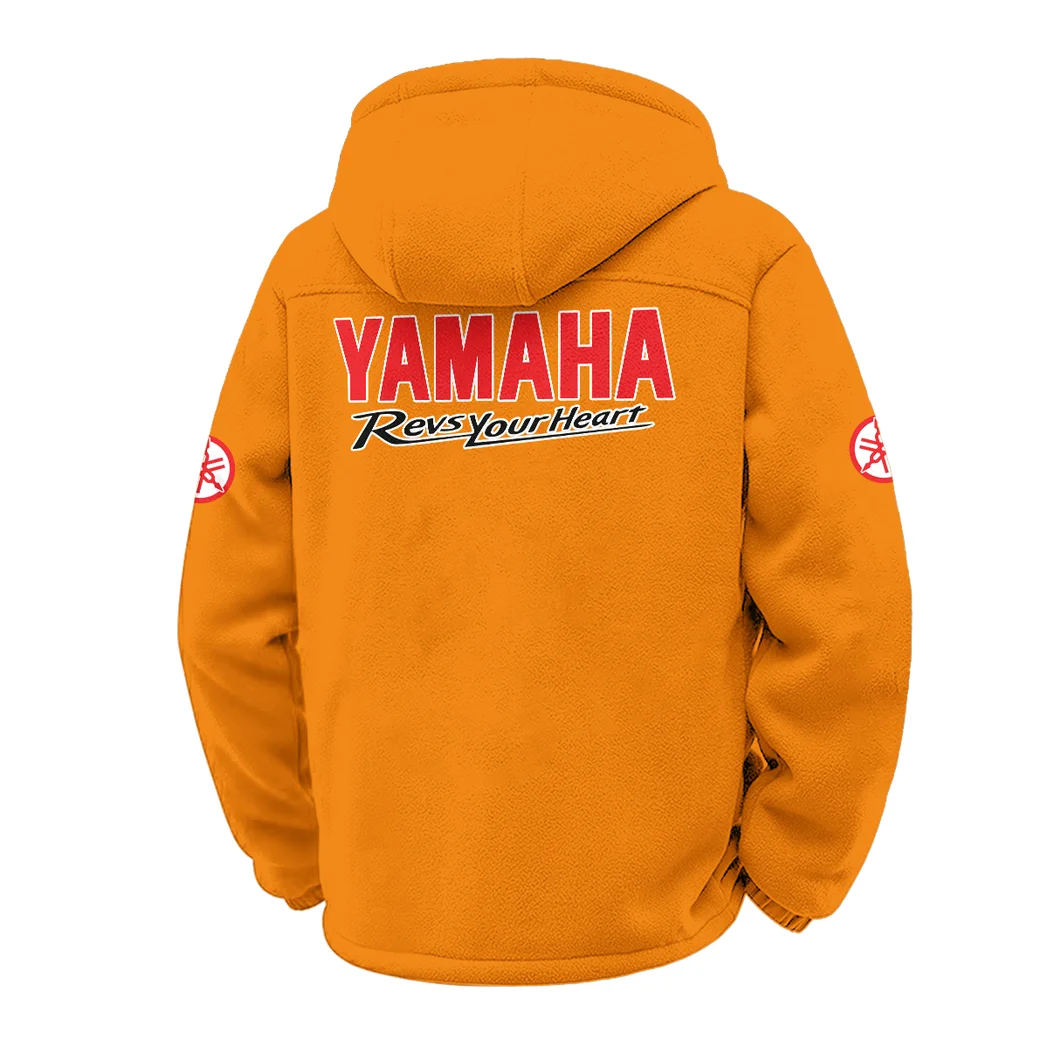Touring Motorcycle Winter Fleece Jacket, Snow-Ready Active Fleece HVN1451YA - Orange - Image 3