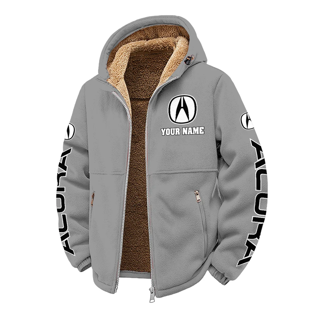 High-End Car Winter Fleece Jacket, Thermal Winter Fleece HVN1452AC - Grey - Image 2