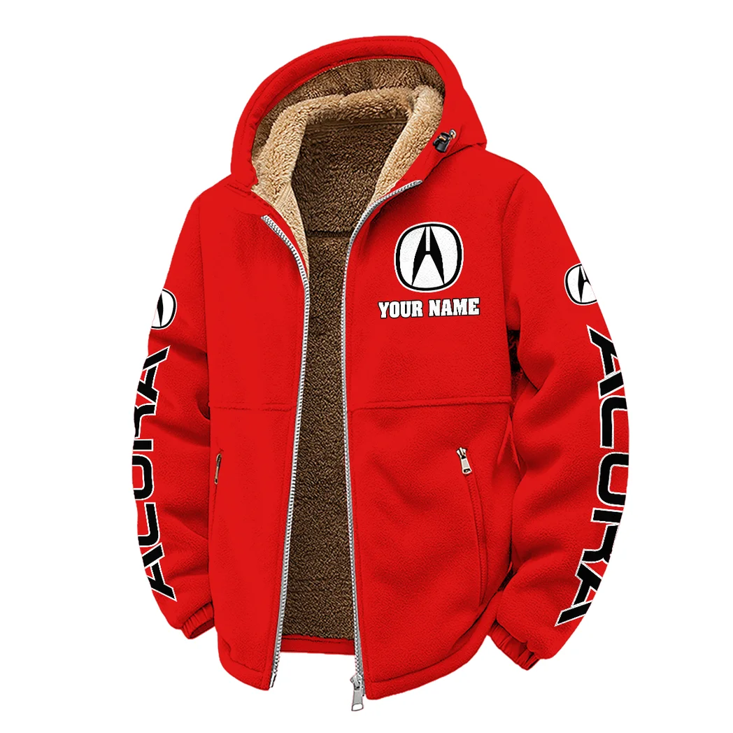 High-End Car Winter Fleece Jacket, Thermal Winter Fleece HVN1452AC - Red - Image 2