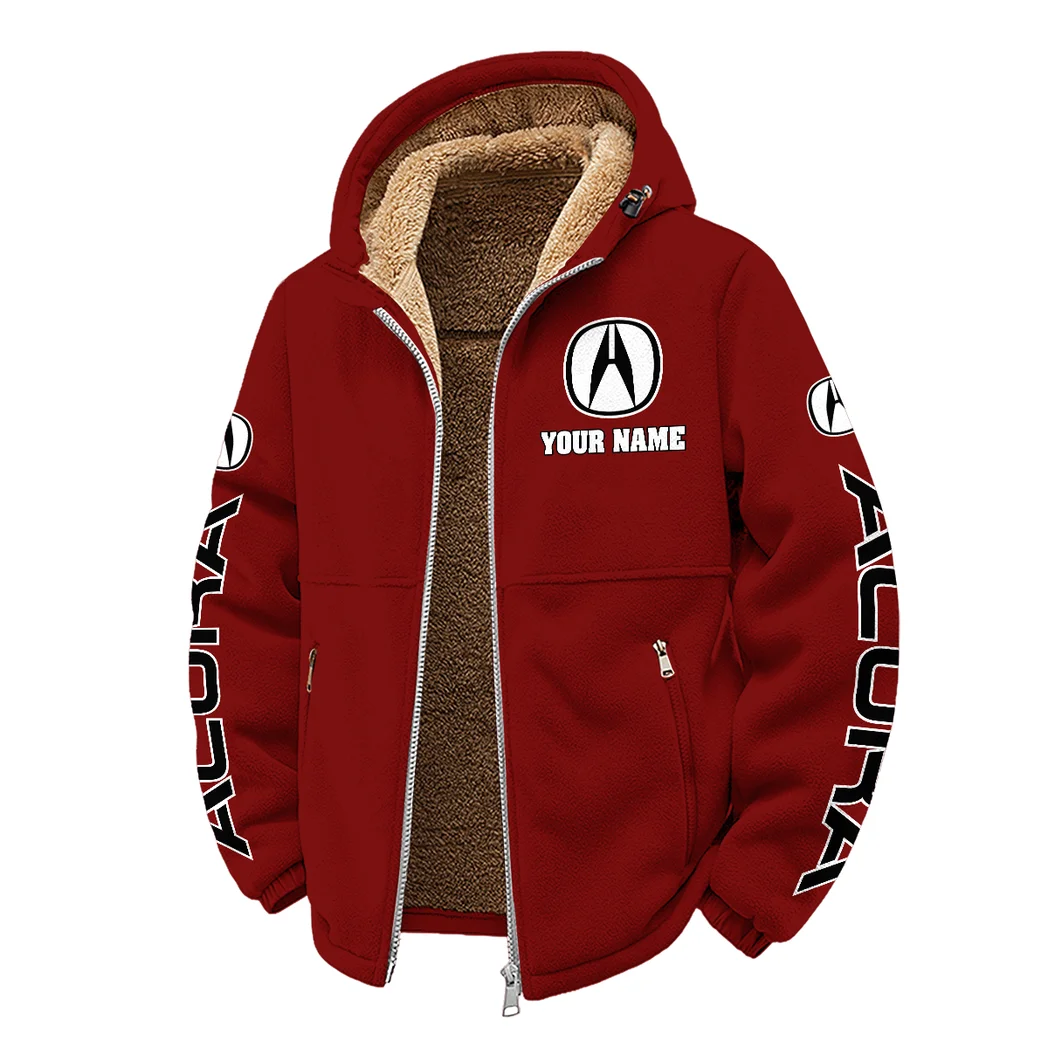 High-End Car Winter Fleece Jacket, Thermal Winter Fleece HVN1452AC - Wine - Image 2