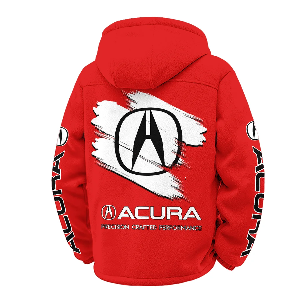 High-End Car Winter Fleece Jacket, Thermal Winter Fleece HVN1452AC - Red - Image 3