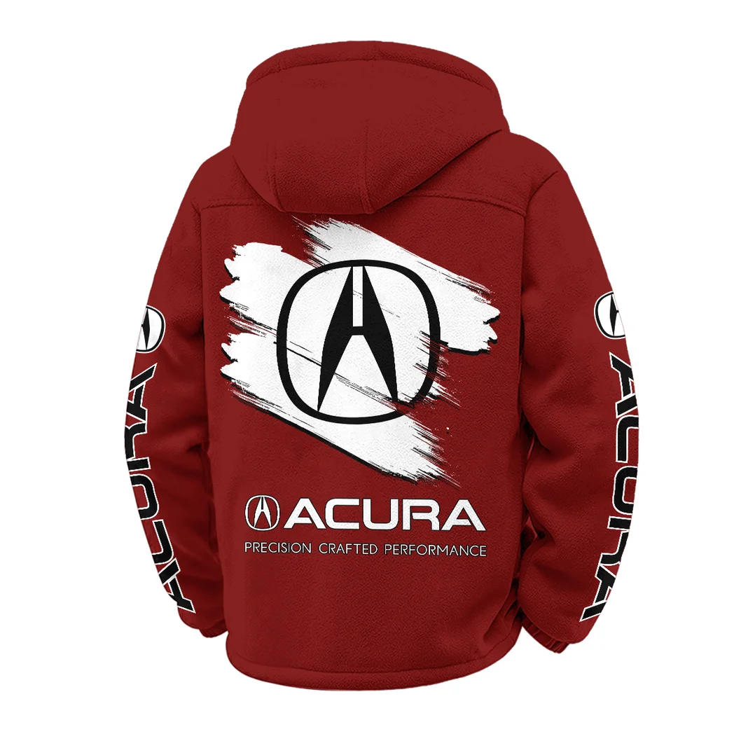 High-End Car Winter Fleece Jacket, Thermal Winter Fleece HVN1452AC - Wine - Image 3