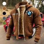 Racing Car Fleece-Lined Hooded Jacket, Multi-Sport Winter Active Top HVN1452BM - brown