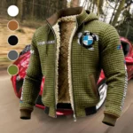 Racing Car Fleece-Lined Hooded Jacket, Multi-Sport Winter Active Top HVN1452BM - Green