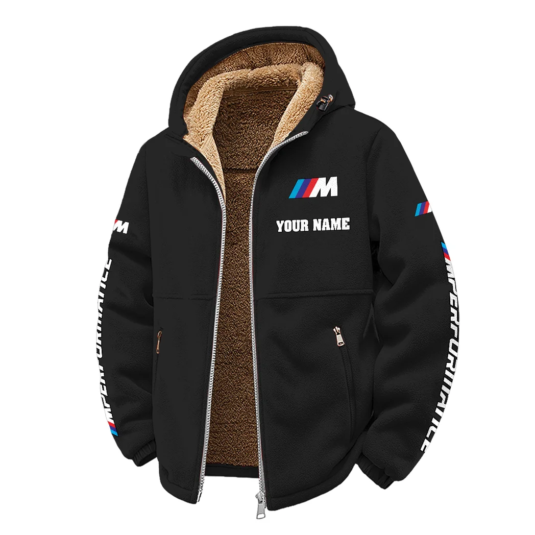Racing Car Winter Fleece Jacket, Insulated Sport Hoody HVN1452BM - Black - Image 2