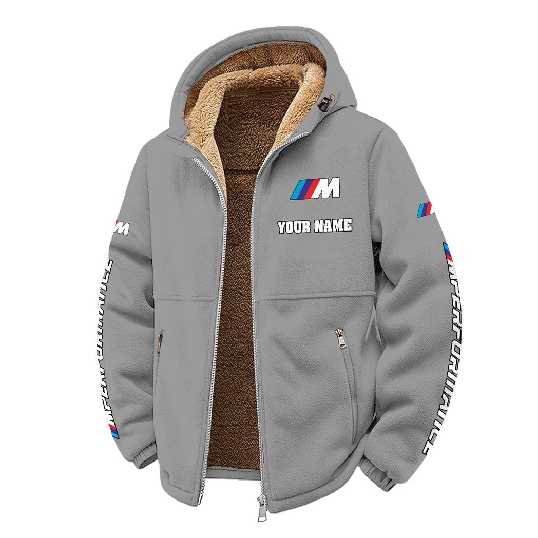 Racing Car Winter Fleece Jacket, Insulated Sport Hoody HVN1452BM - Grey - Image 2