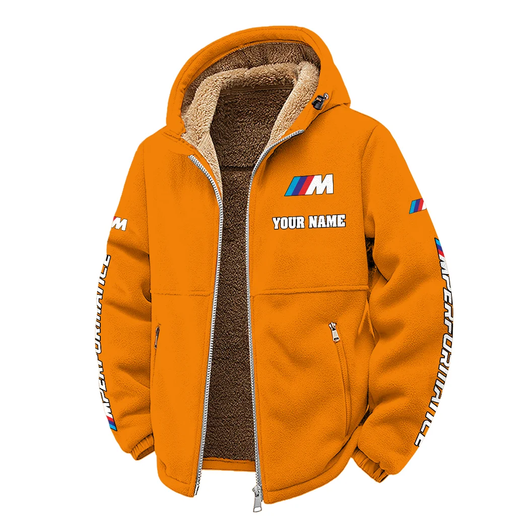Racing Car Winter Fleece Jacket, Insulated Sport Hoody HVN1452BM - Orange - Image 2