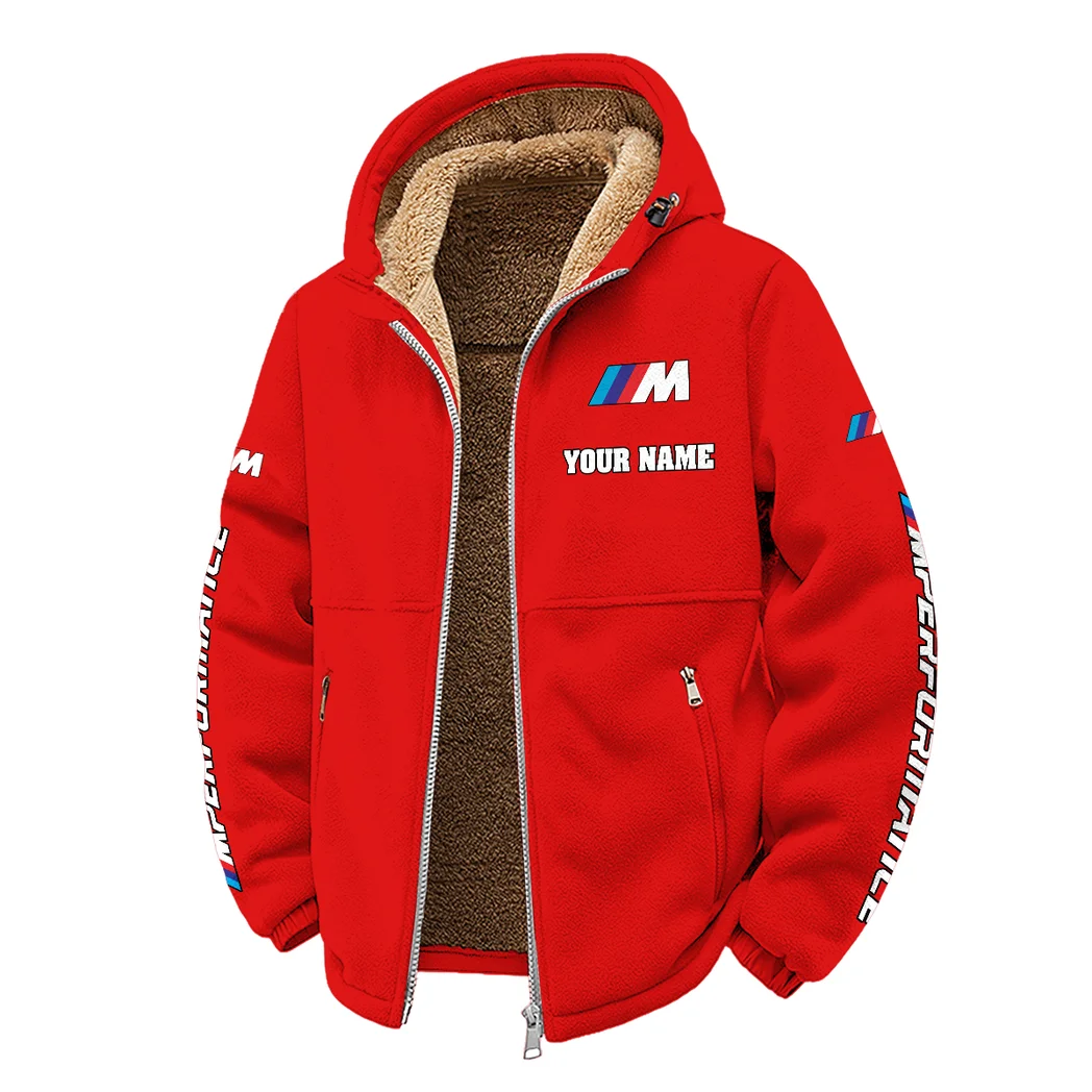 Racing Car Winter Fleece Jacket, Insulated Sport Hoody HVN1452BM - Red - Image 2