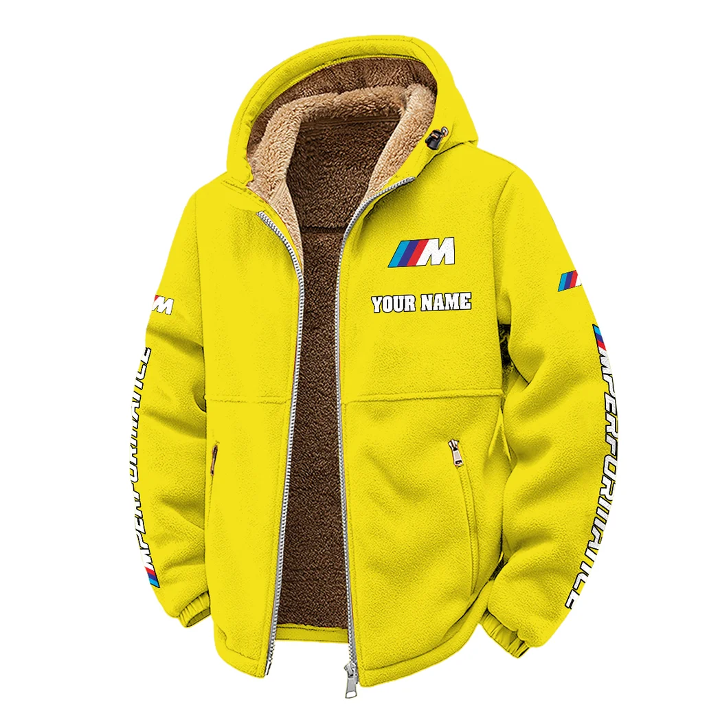 Racing Car Winter Fleece Jacket, Insulated Sport Hoody HVN1452BM - Yellow - Image 2