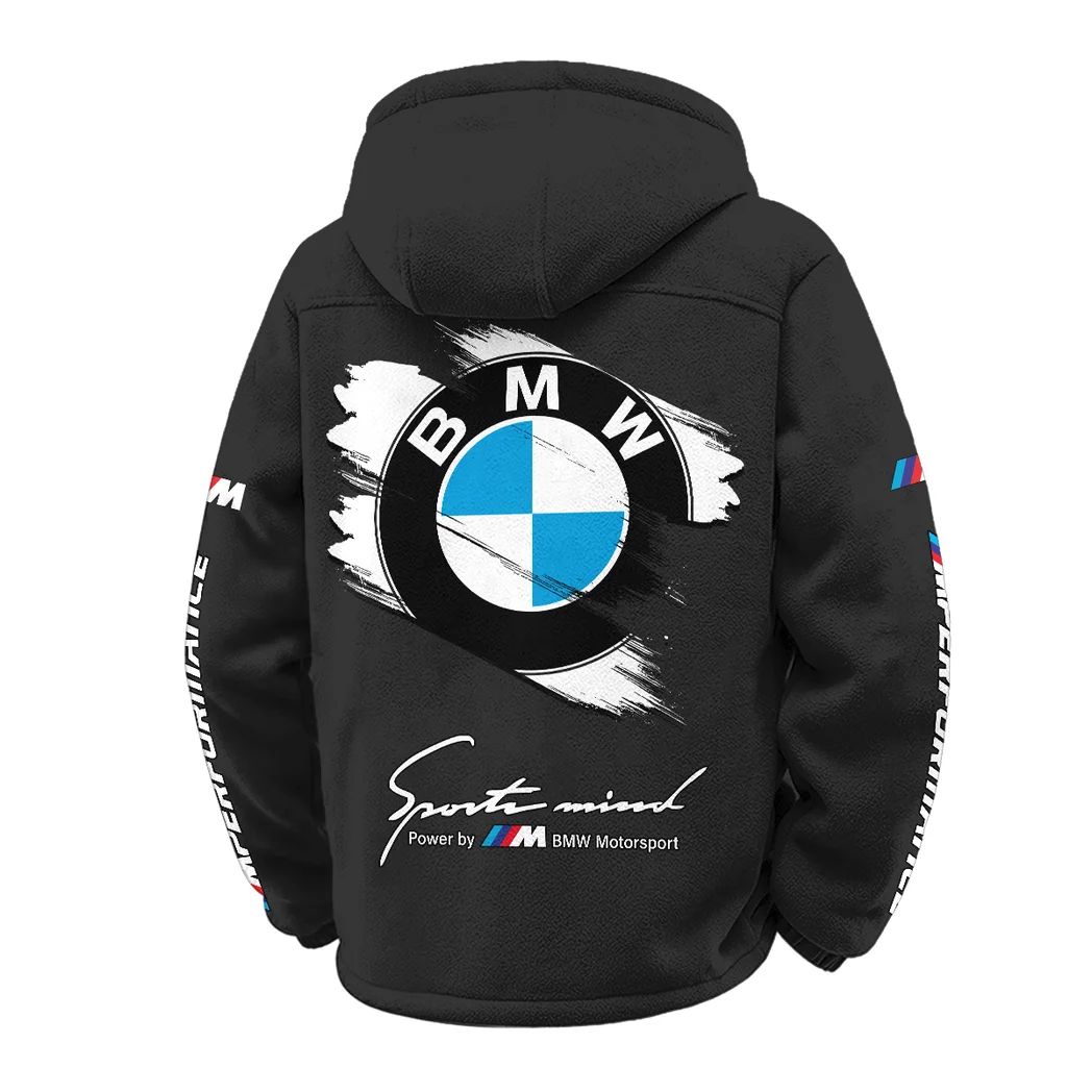 Racing Car Winter Fleece Jacket, Insulated Sport Hoody HVN1452BM - Black - Image 3