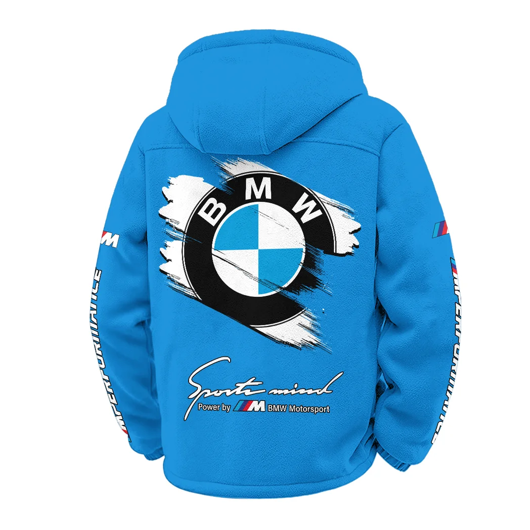 Racing Car Winter Fleece Jacket, Insulated Sport Hoody HVN1452BM - Cyan - Image 3