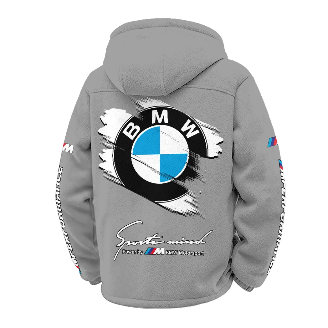 Racing Car Winter Fleece Jacket, Insulated Sport Hoody HVN1452BM - Grey - Image 3