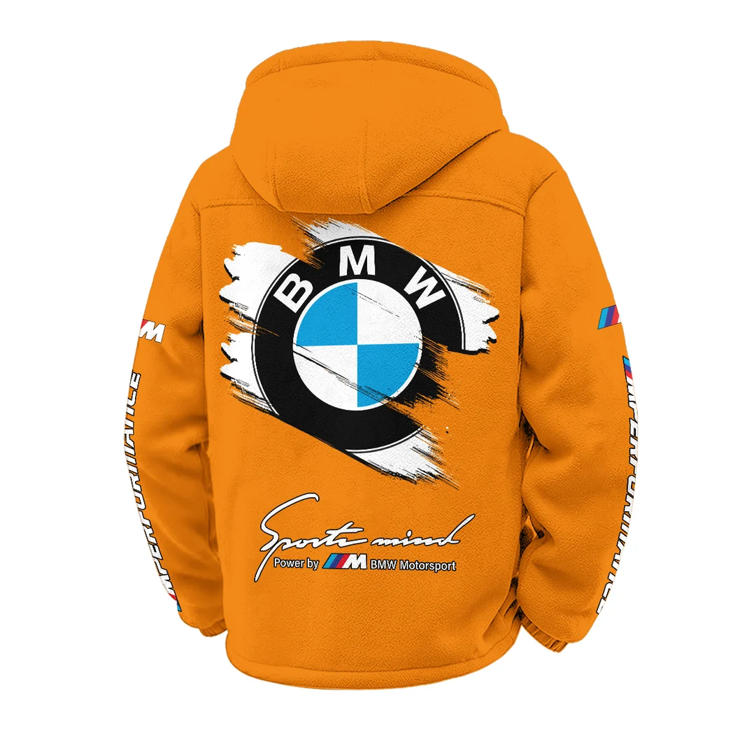 Racing Car Winter Fleece Jacket, Insulated Sport Hoody HVN1452BM - Orange - Image 3