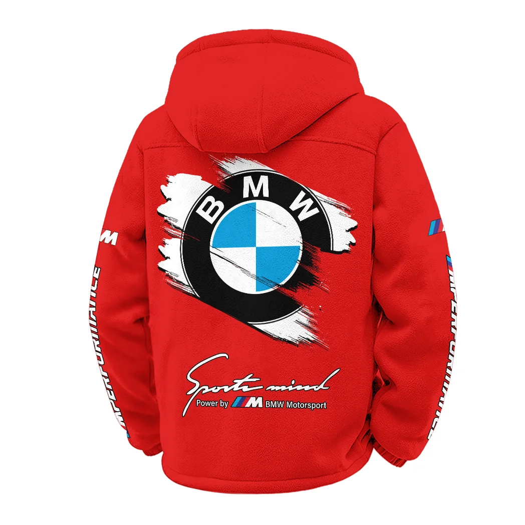 Racing Car Winter Fleece Jacket, Insulated Sport Hoody HVN1452BM - Red - Image 3