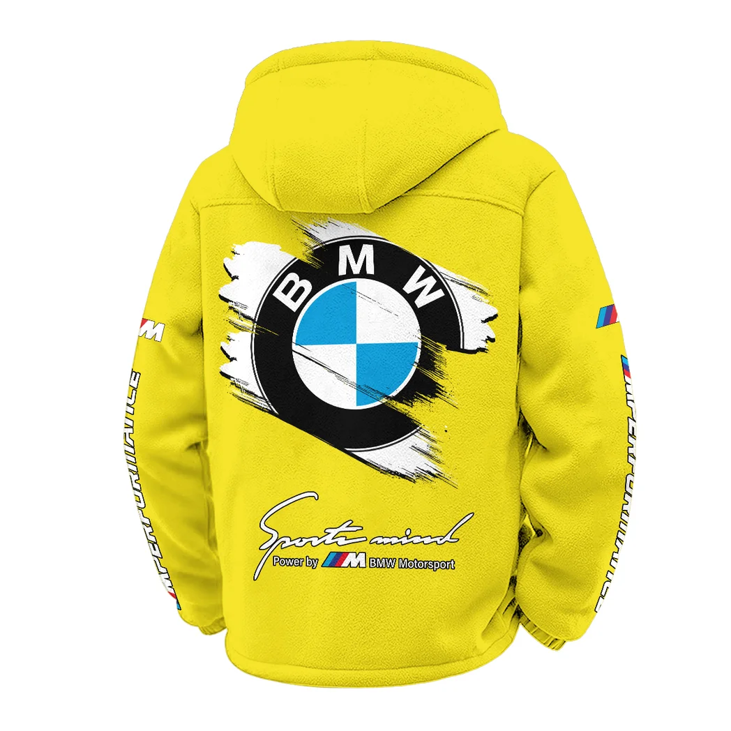 Racing Car Winter Fleece Jacket, Insulated Sport Hoody HVN1452BM - Yellow - Image 3