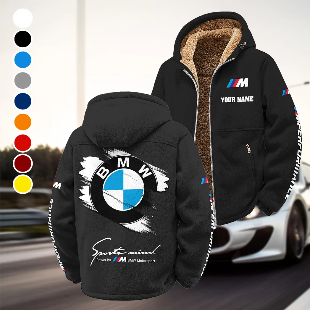 Racing Car Winter Fleece Jacket, Insulated Sport Hoody HVN1452BM - Black