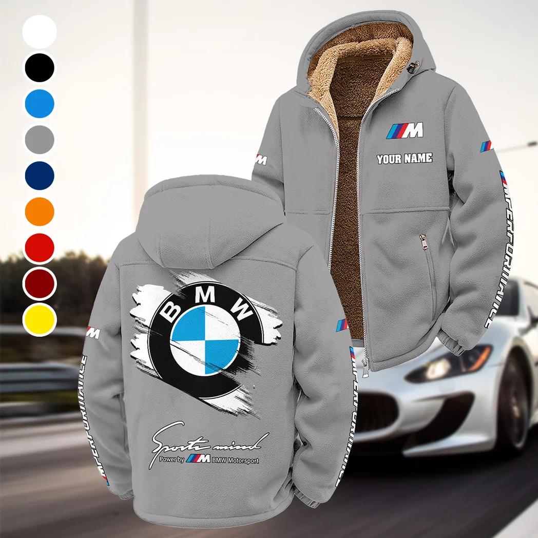 Racing Car Winter Fleece Jacket, Insulated Sport Hoody HVN1452BM - Grey