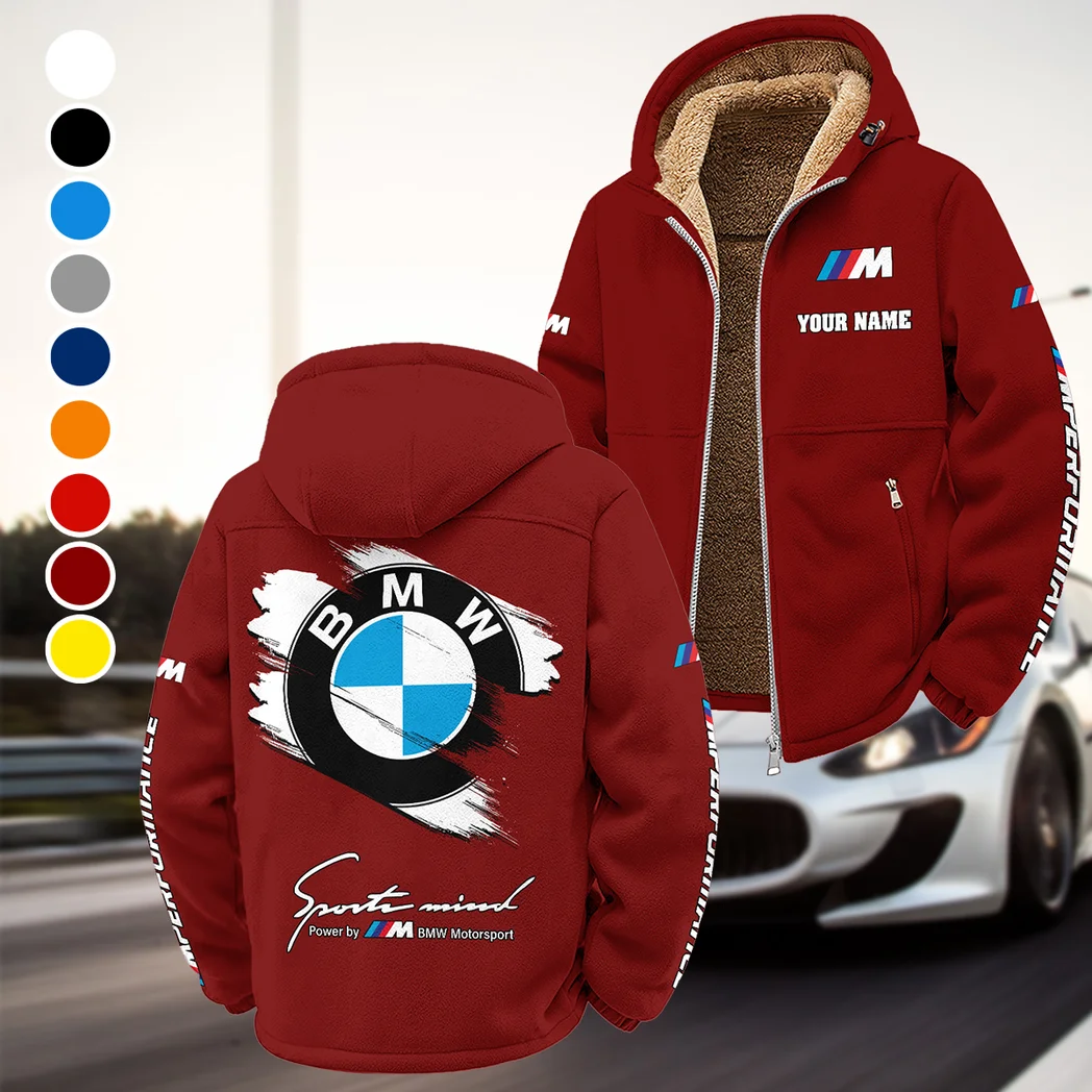 Racing Car Winter Fleece Jacket, Insulated Sport Hoody HVN1452BM - Wine