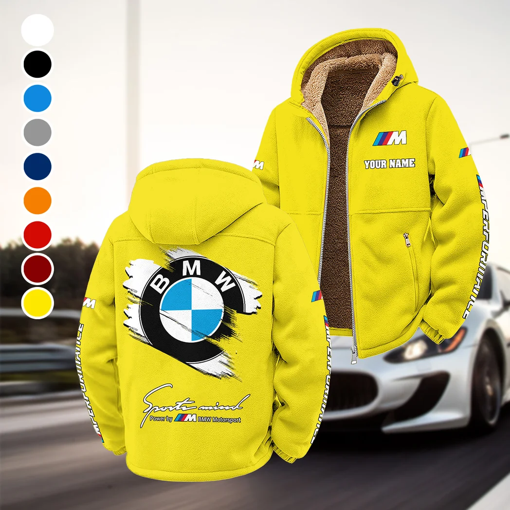 Racing Car Winter Fleece Jacket, Insulated Sport Hoody HVN1452BM - Yellow