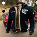 Racing Car Fleece-Lined Hooded Jacket, Endurance Sport Thermal Hoody HVN1452BM - Black