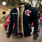 High-Performance Supercar Fleece-Lined Hooded Jacket, Cross-Training Winter Layer HVN1452BU - Black