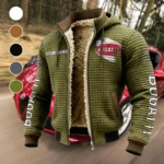 High-Performance Supercar Fleece-Lined Hooded Jacket, Cross-Training Winter Layer HVN1452BU - Green