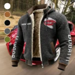 High-Performance Supercar Fleece-Lined Hooded Jacket, Cross-Training Winter Layer HVN1452BU - Grey