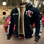 Ranch Tractor Fleece-Lined Hooded Jacket, Water-Resistant Thermal Hoody HVN1452CS - Black
