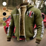 Ranch Tractor Fleece-Lined Hooded Jacket, Water-Resistant Thermal Hoody HVN1452CS - Green