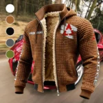 Sporty Four-Door Fleece-Lined Hooded Jacket, Deep Winter Insulated Hoody HVN1452DC - brown
