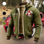 Sporty Four-Door Fleece-Lined Hooded Jacket, Deep Winter Insulated Hoody HVN1452DC - Green