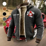 Sporty Four-Door Fleece-Lined Hooded Jacket, Deep Winter Insulated Hoody HVN1452DC - Grey