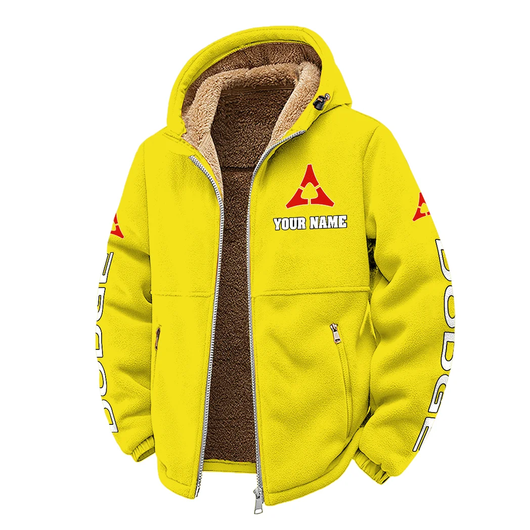 Sporty Four-Door Winter Fleece Jacket, Ski & Snowboard Mid-Layer HVN1452DC - Yellow - Image 2