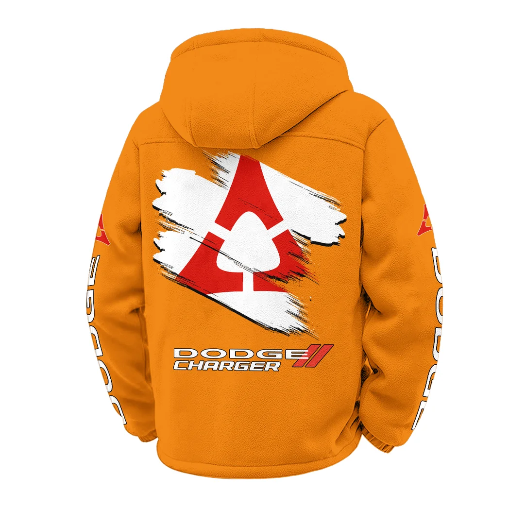 Sporty Four-Door Winter Fleece Jacket, Ski & Snowboard Mid-Layer HVN1452DC - Orange - Image 3