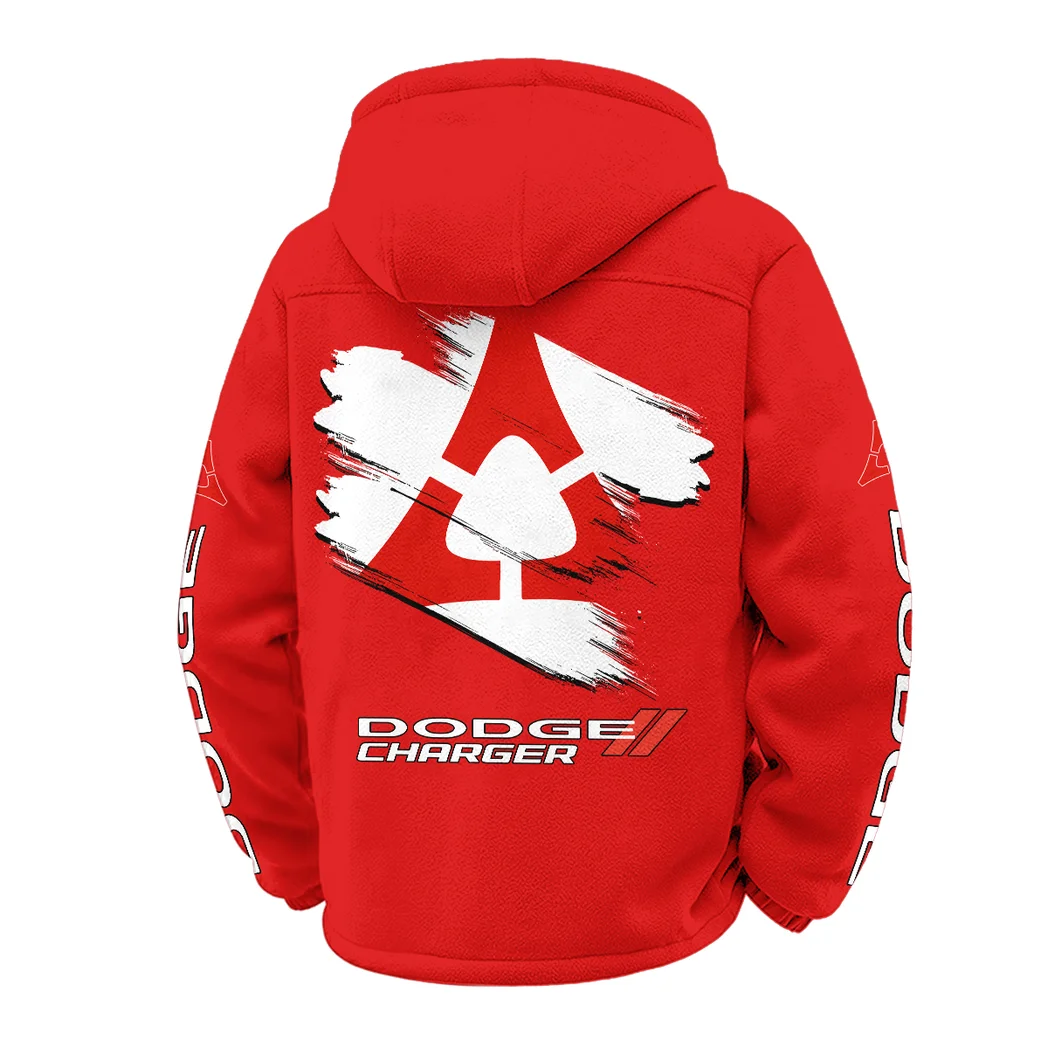 Sporty Four-Door Winter Fleece Jacket, Ski & Snowboard Mid-Layer HVN1452DC - Red - Image 3