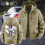 Street Performance Car Fleece Windbreaker Jacket, Cozy Fleece-Lined Windbreaker HVN1452FM - Khaki