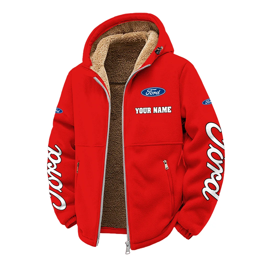 Vintage Ride Winter Fleece Jacket, Heavyweight Plush Fleece HVN1452FO - Red - Image 2